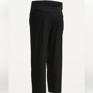 Maternity Rollover-Waist Linen-Blend Wide-Leg Pants